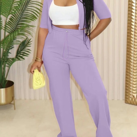 Women’s Fall Solid Zipper Pants Two Piece Set - Picture 4 of 8